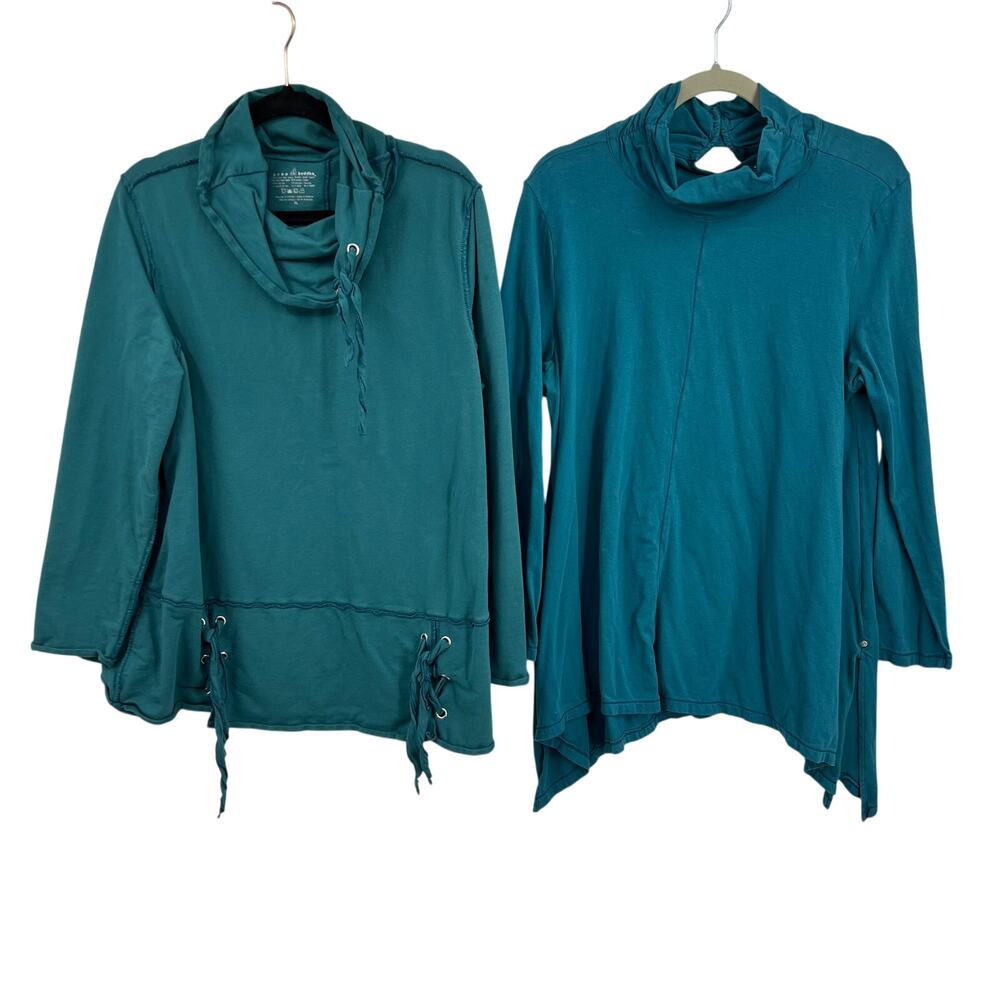 Neon Buddha 2 Blouse Tunic Lot Long Sleeve Cowl Neckline‎ Women's XL Oversized